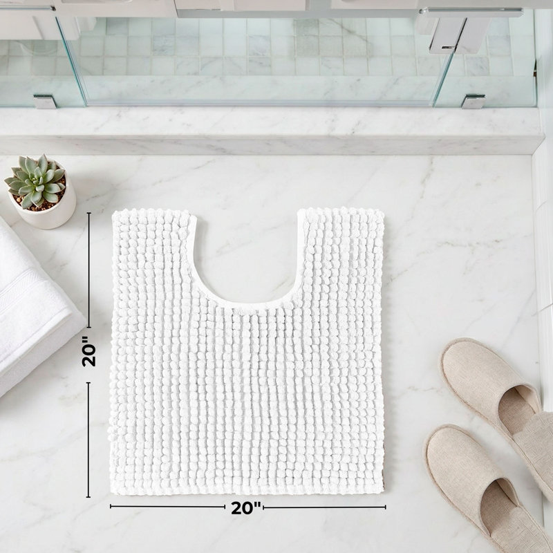 Tapis de salle de bain en moelleux moelleux en U avec envers antidérapant et tapis de salle de bain absorbant 20 po x 20 po Better White