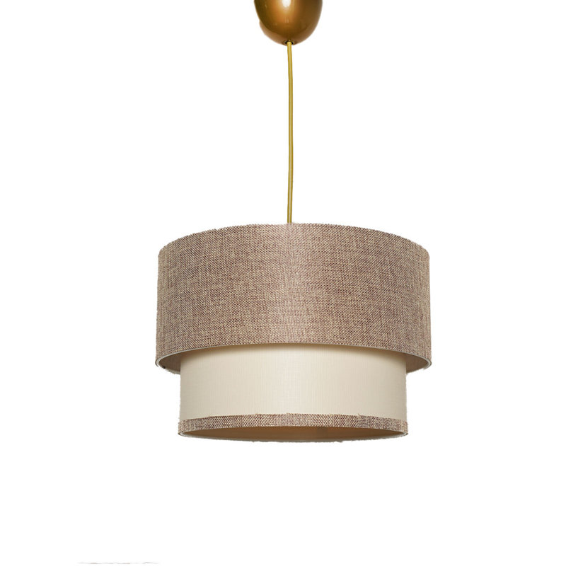 Luminaire suspendu cylindrique à 1 lumière Otoe, Or, Beige / Crème