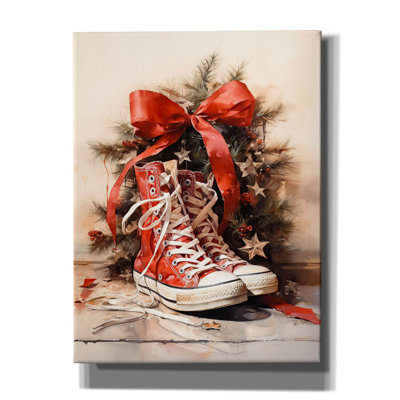 Toile épique Graffiti «Christmas Présent Red Shoes» par Momart, 12 po x 16 po