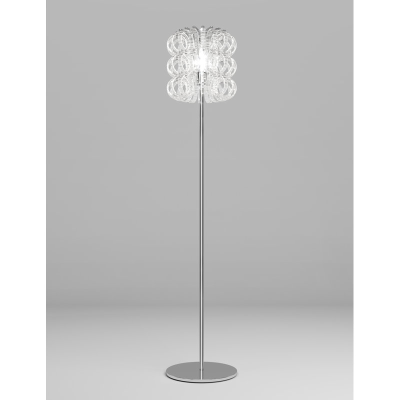 Ecos Striped 35 Floor Lamp, Glossy Chrome, Crystal Striped Glass