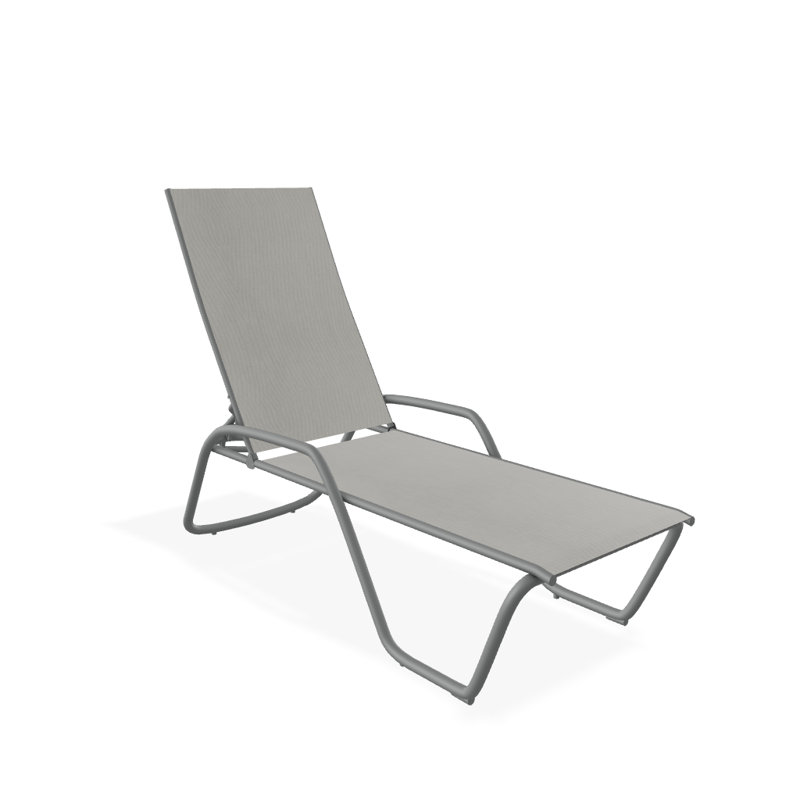 Outdoor Rust-Resistant Metal Chaise Lounge, Textured Graphite, Augustine Oyster