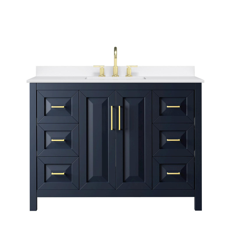 Daria 48'' W Vanity, Blue, Brushed Gold, White Quartz