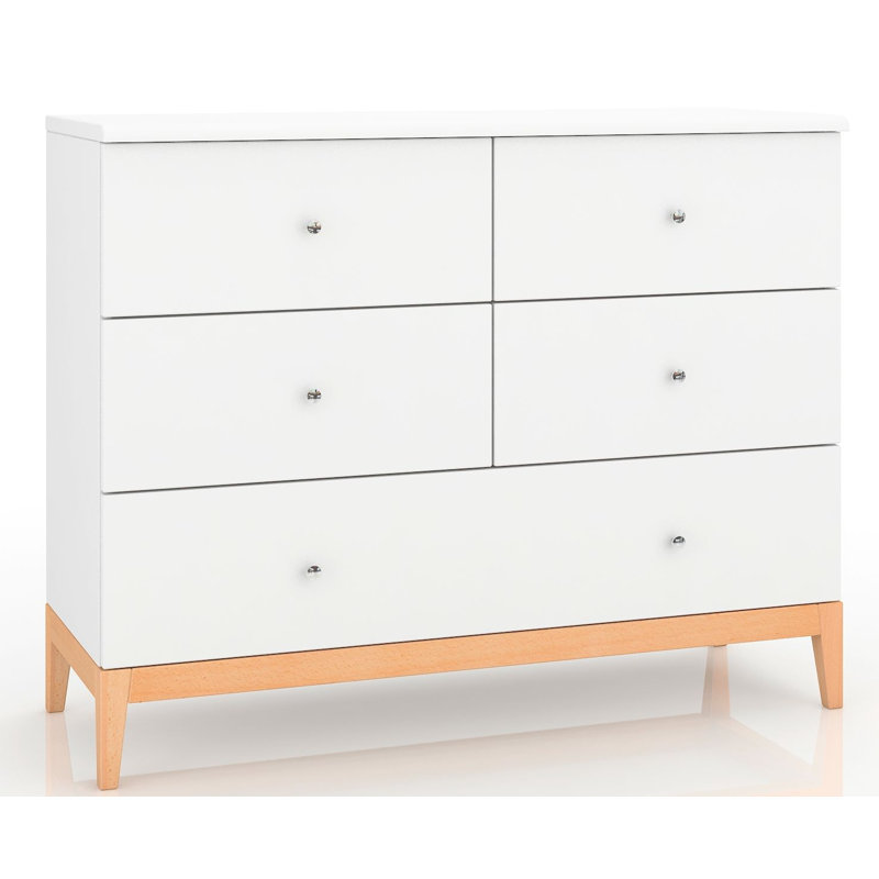 Alyssa Solid Wood 120cm W 5 - Drawer Chest of Drawers