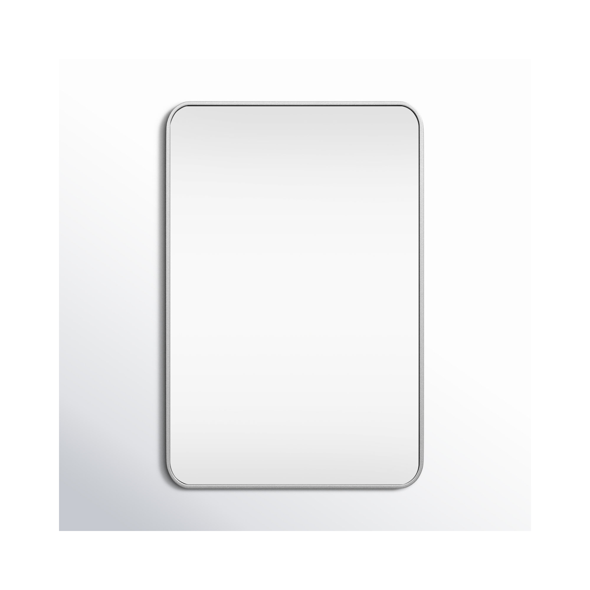Sabine Metal Rounded Rectangle Wall Mirror, Silver, 36" x 24"
