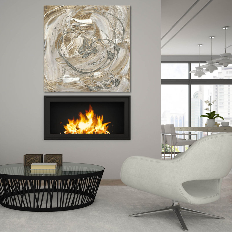 «Silver & Gold 1» par Alicia Ludwig, art mural en verre acrylique, H 36 po x l 36 po x P 0,2 po