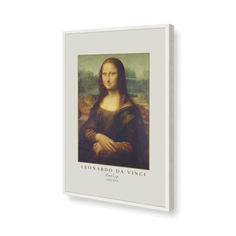 «Mona Lisa» par Leonardo da Vinci, H 15 po x l 12 po x P 1,25 po, Reproduction encadrée sans passe-partout, Blanc opaque