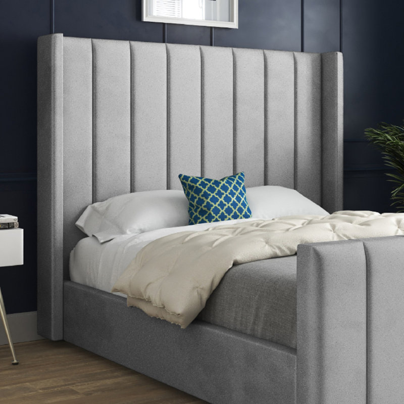 Anastasiea Upholstered Bed, Small Double (4'), Grey