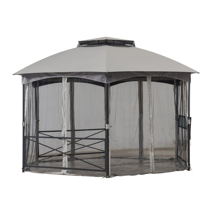 Sunjoy 14.7 ft. x 14.7 ft. 2-tone  Steel Gazebo with 2-tier Dome Roof