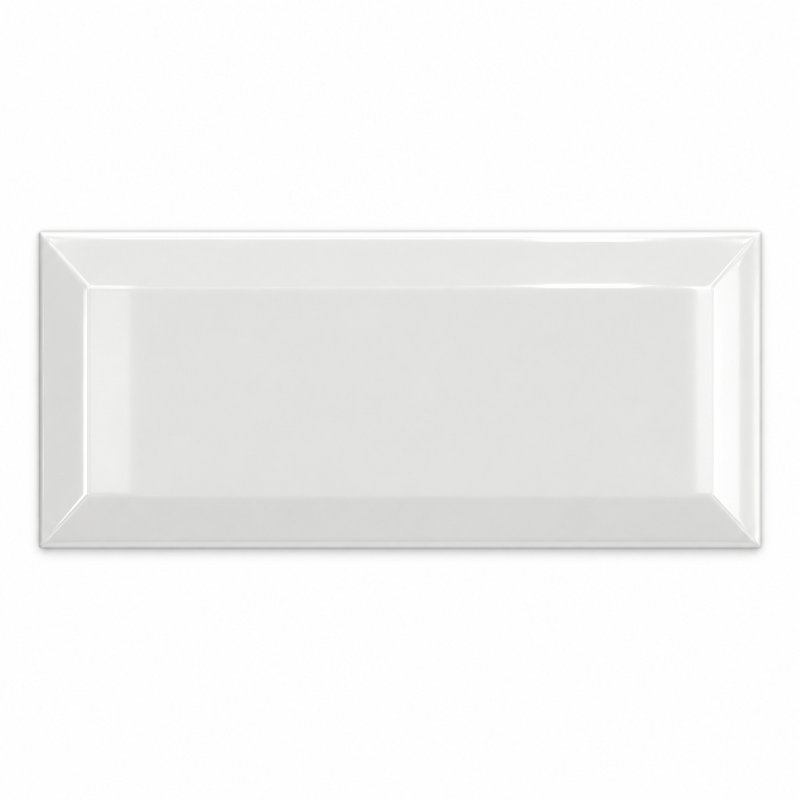  10cm x 20cm Bevelled Ceramic Subway Tile, White