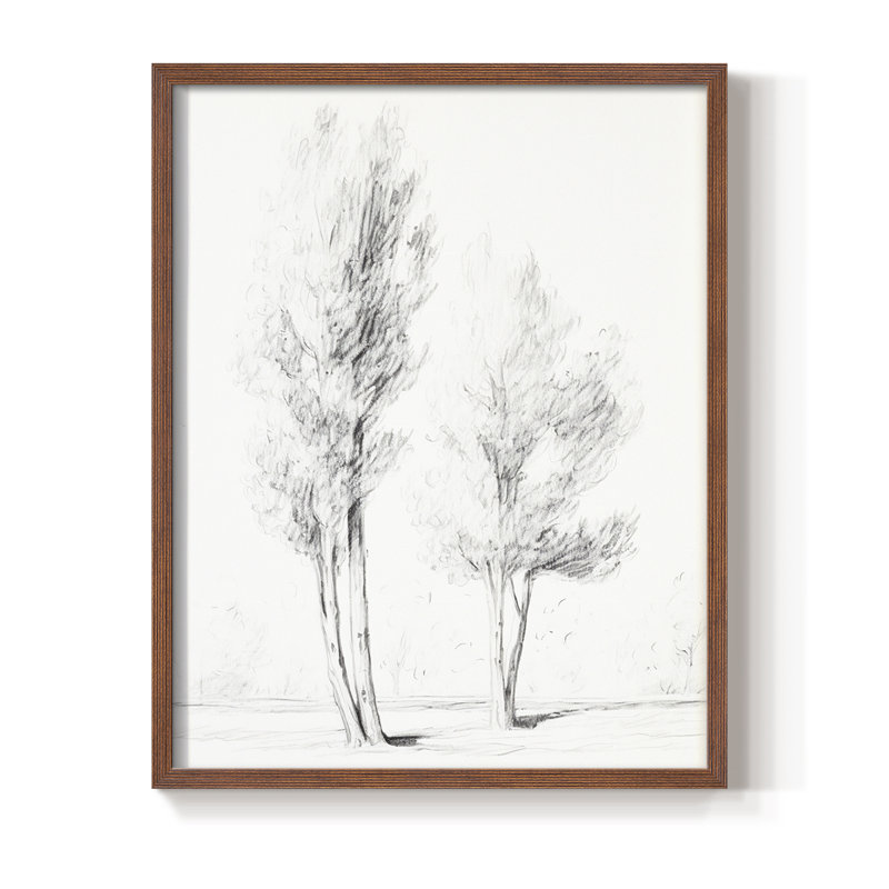 Vintage Sketch IV Framed Print - Solid Wood, 30" H x 24" W, Walnut