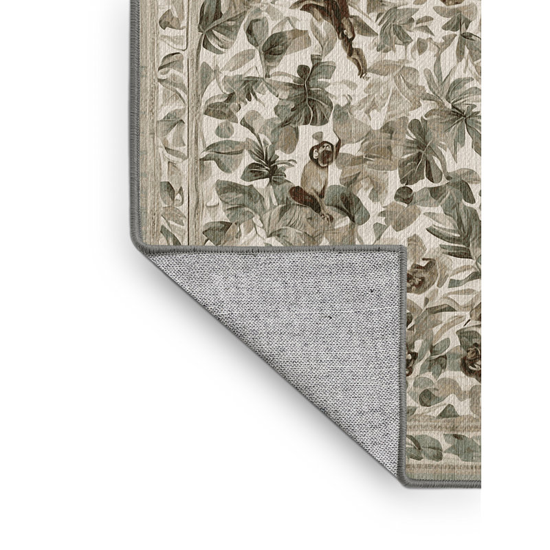 Machine Washable Gray Area Rug, Rectangle 5' x 7'