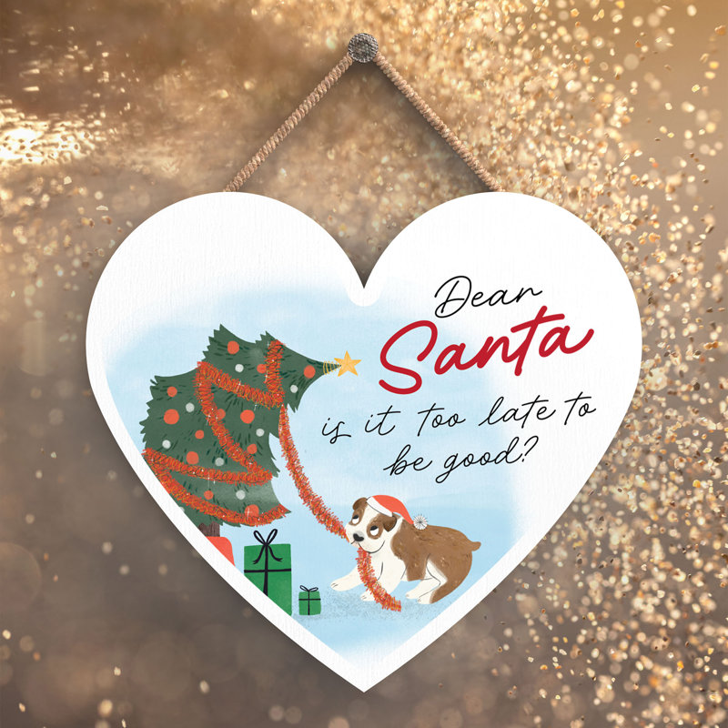 Dear Santa Wooden Heart Plaque Vivid Squid Wholesale Wall Decor