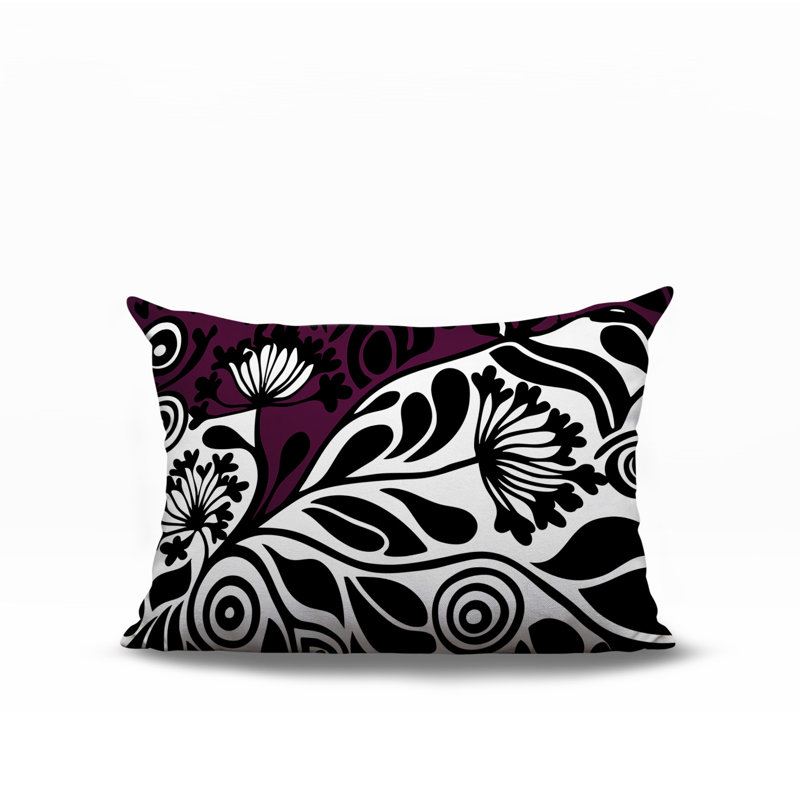 Oreiller rectangulaire réversible intérieur / extérieur Gina, Rectangle H 14 po x l 20 po, Mauve