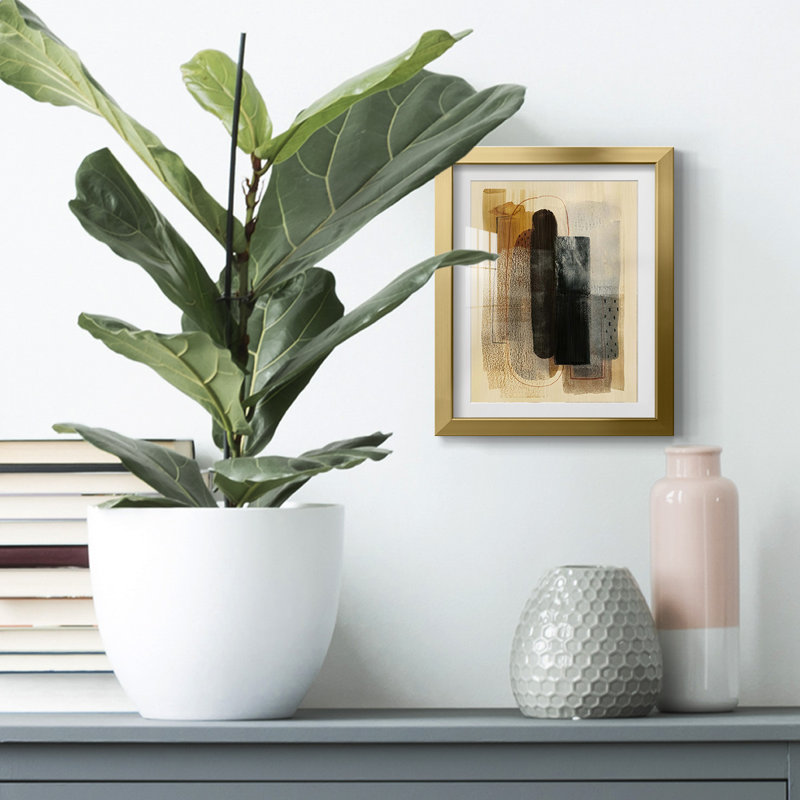 Neutral Framework II Framed Print, Gold Framed Paper, White