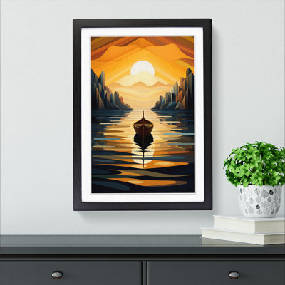 Boat on a Lake Art Deco - Framed Print