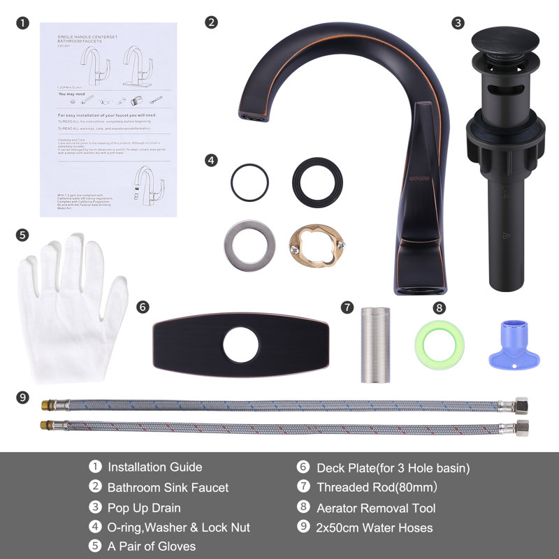 Single-handle Bathroom Faucet with Drain Assembly, Oil Rubbed Bronze