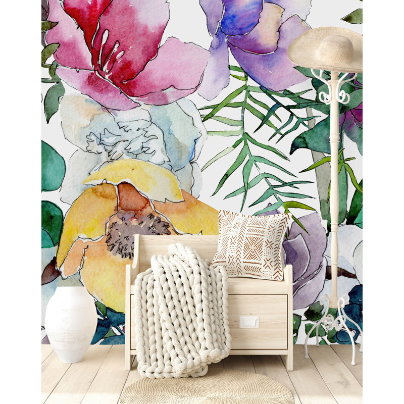 Peel & Stick Floral Wall Mural, 1' W x 10.42' L