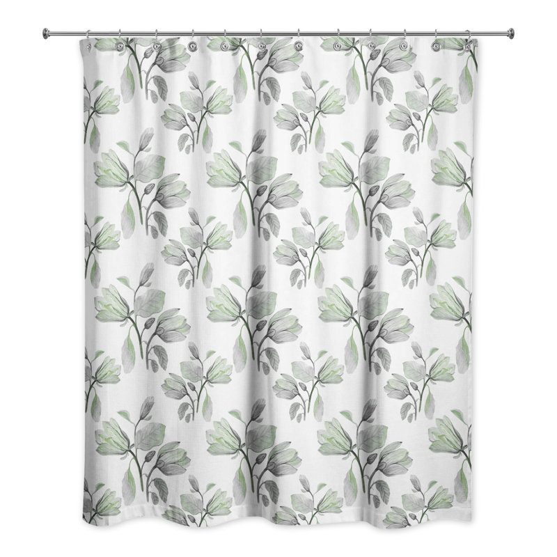 Rideau de douche simple à motif floral, Vert