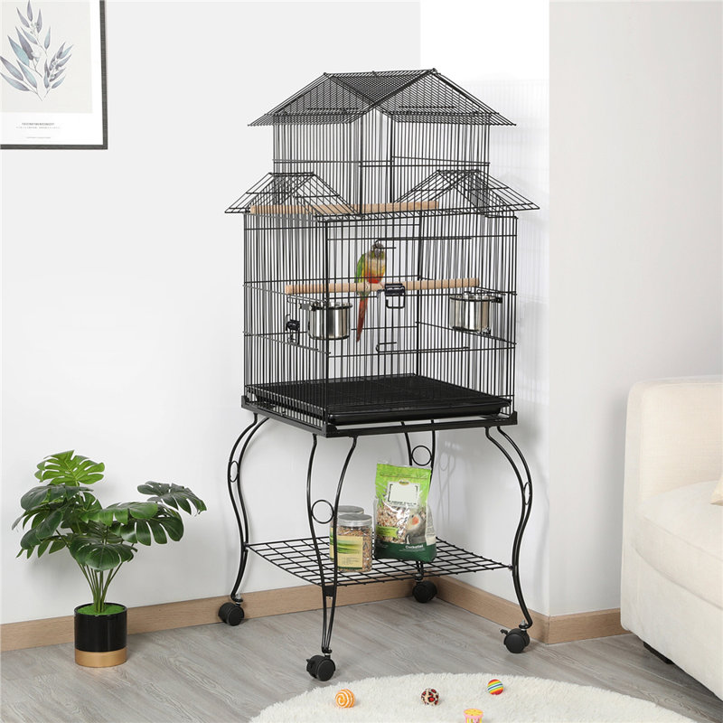 140cm Iron Pointed Top Floor Bird Cage with Wheels