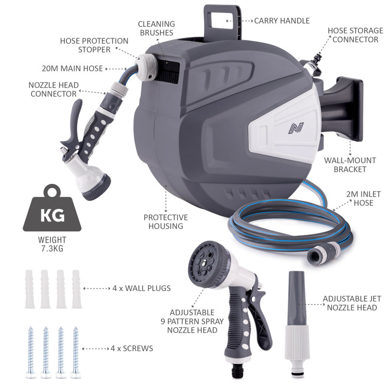Plastic Hose Reel, 35cm H x 21cm W x 49cm D