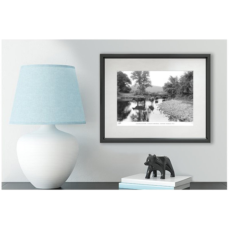 Launceston, Chain Bridge, River Tamar 1911 - Single Picture Frame Print, 60cm H x 80cm W x 2.3cm D