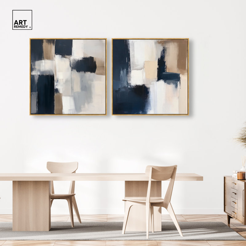 Ensemble de décorations murales bleues Blue Mood and Abstraction , 41"H x 41"W, Gold Frame