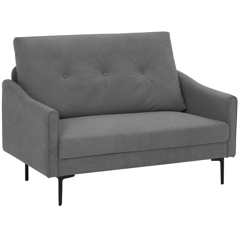 Canapé 2 places, causeuse rembourrée avec capitonnage à boutons, gris, Gris
