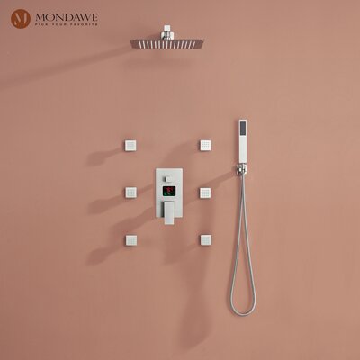 Herathena Wall Mounted Luxury Shower System with Digital Display (Rough-in Valve Included) -  mondawe, WF6025NI-12BN