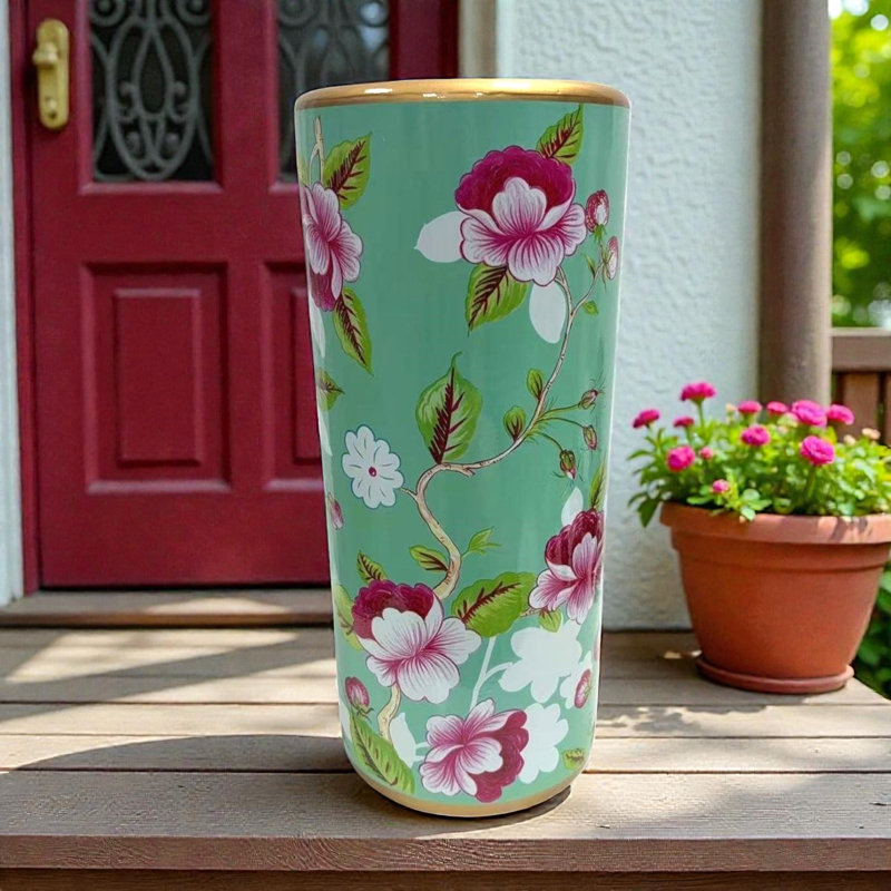 Hand Finished Ceramic Umbrella Stand | Freestanding Vintage Style Decorative Holder for Umbrellas, Flowers or Sticks