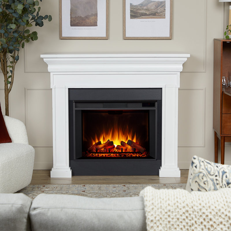 Emerson 56" Grand Electric Fireplace by Real Flame, Rustic White