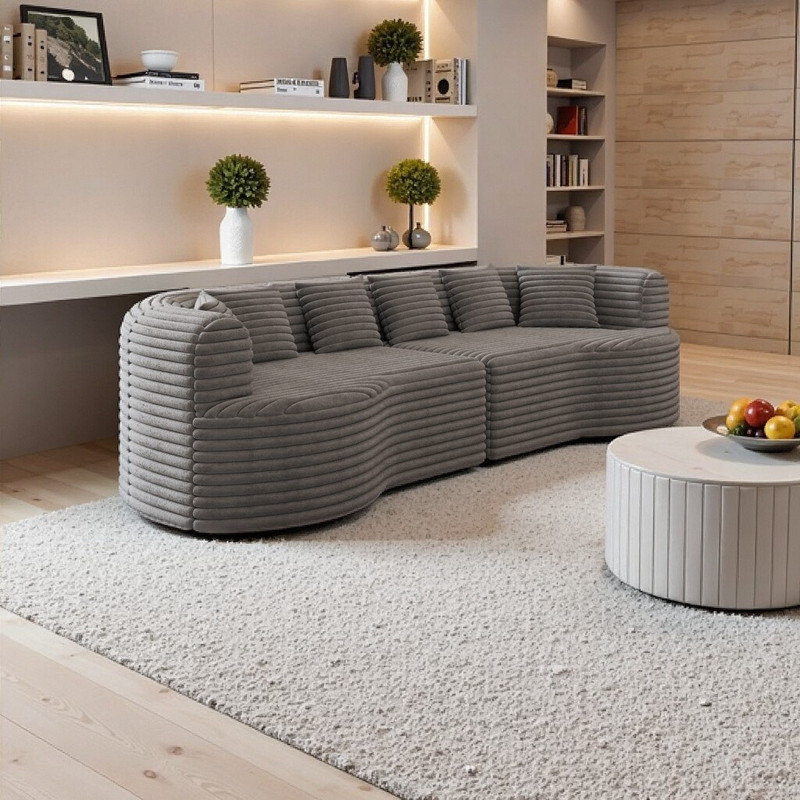 Canapé modulaire incurvé surdimensionné sans os Boneless, Gris
