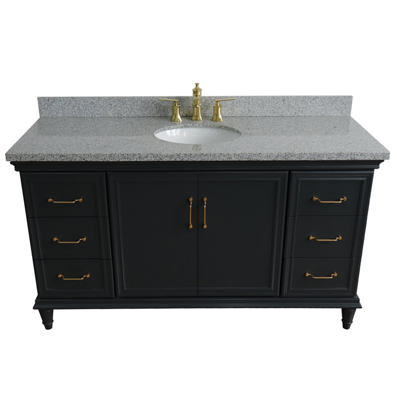 Ensemble de meuble-lavabo simple Fountainbleau, Gris foncé, Gris, 61"
