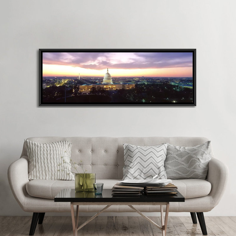 "panoramique twilight capitol building, washington d.c., reproduction de photo sur toile, H 12 po x l 36 po x P 1,5 po