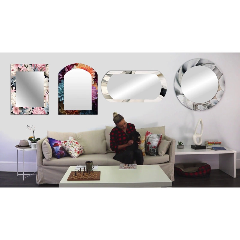 Colorful Abstract Swirl Metal and Glass Irregular Wall Mirror
