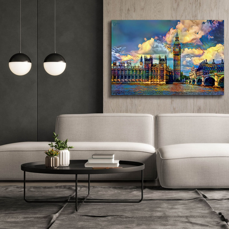 «London England Big Ben and Parlement» par Pedro Gavidia, art mural sur toile, H 40 po x l 60 po x P 1,5 po