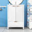 Meuble-lavabo autoportant élégant avec lavabo en céramique, charnières à fermeture en douceur et portes texturées-178527010