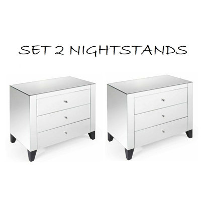 Aranson Patrick 3 Drawer Mirrored Nightstand