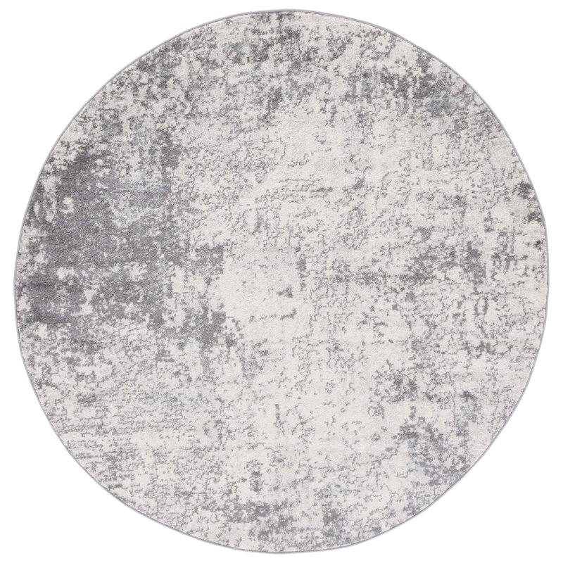 Tapis ivoire / gris Tulum 284, Rond 6 pi 7 po