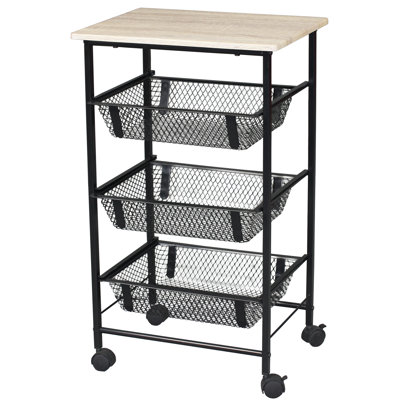 Chariot de cuisine avec plateau en bois Almeida