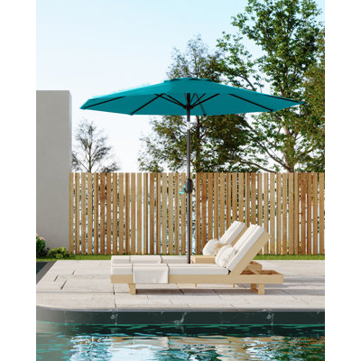 Parasol de patio de 9 pi avec 8 leviers à manivelle robustes et inclinaison à bouton-poussoir pour l'extérieur