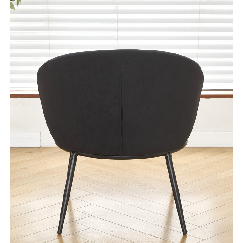 Velvet upholstery metal leg accent chair, Black Velvet