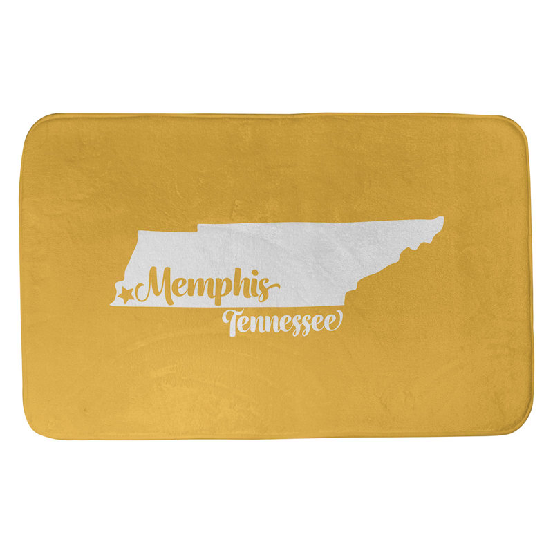 Tapis rectangulaire antidérapant pour salle de bain, L 17 po x L 21 po, Jaune, Memphis, Tennessee