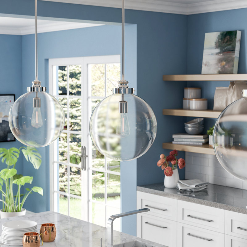 Westland 1 - Light Single Pendant, 15" H x 12" W x 12" D, Polished Nickel