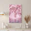 Art sur toile, branches de fleurs de cerisier roses sur l'eau ondulée-1005369424