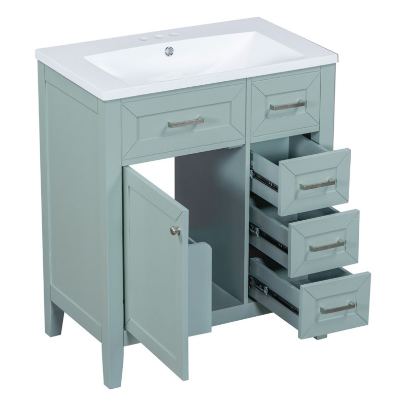 Meuble-lavabo 30 po avec lavabo, Argent argent, Vert