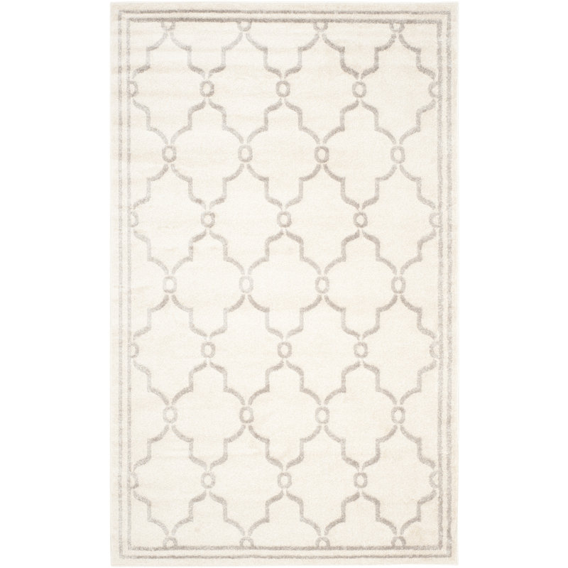 Tapis géométrique ivoire / gris clair Ammundsen, Rectangle 2 pi 6 po x 4 pi