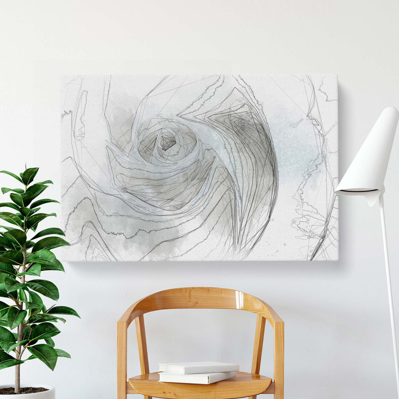 White Rose In Abstract - Wrapped Canvas, 40cm H x 60cm W x 3cm D