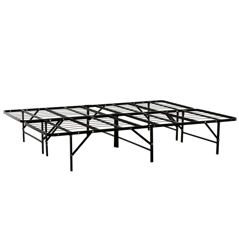 Structure de lit en métal très grand, conçue pour une utilisation à long terme, support de matelas, noir, espace de rangement inférieur, processus d'assemblage simple, enrichissement de la chambre à coucher, décoration noire