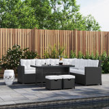 Barela Wicker 8 - Person Patio Conversation Sets with Cushions