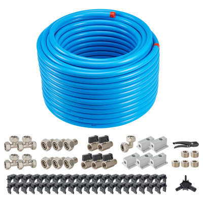 Système de conduites d'air pour compresseur d'air 3/4 po x 200 pi PEHD / aluminium bleu